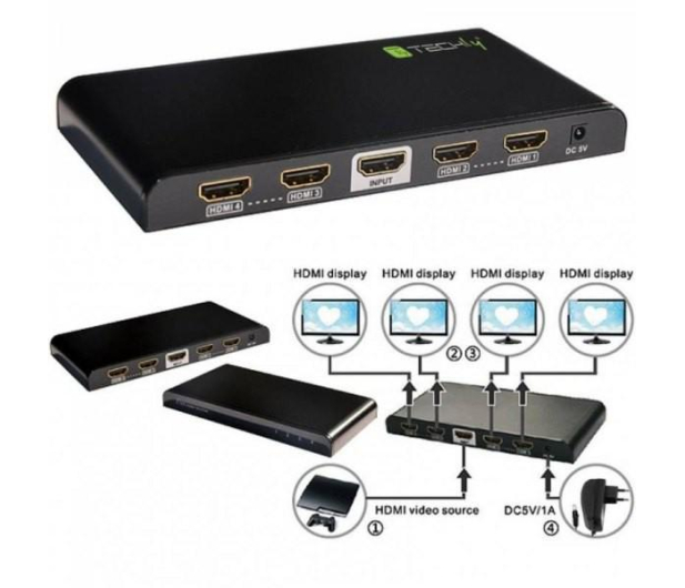 TECHLY Rozdzielacz-splitter AV HDMI 3D 023981 - 1380076 - zdjęcie 4